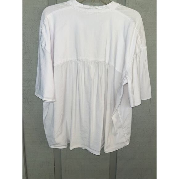 Vince Women’s XL Blouse Top Shirred White Linen Blend Lagenlook Minimalist - Picture 9 of 9